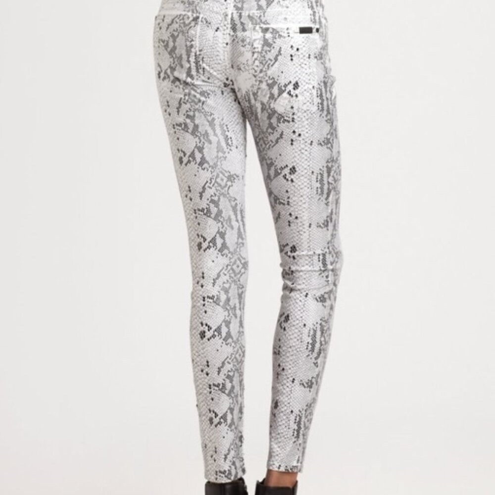 7 For All Mankind Snake Print Skinny‎ Pants Women's 24 Faux Leather Look